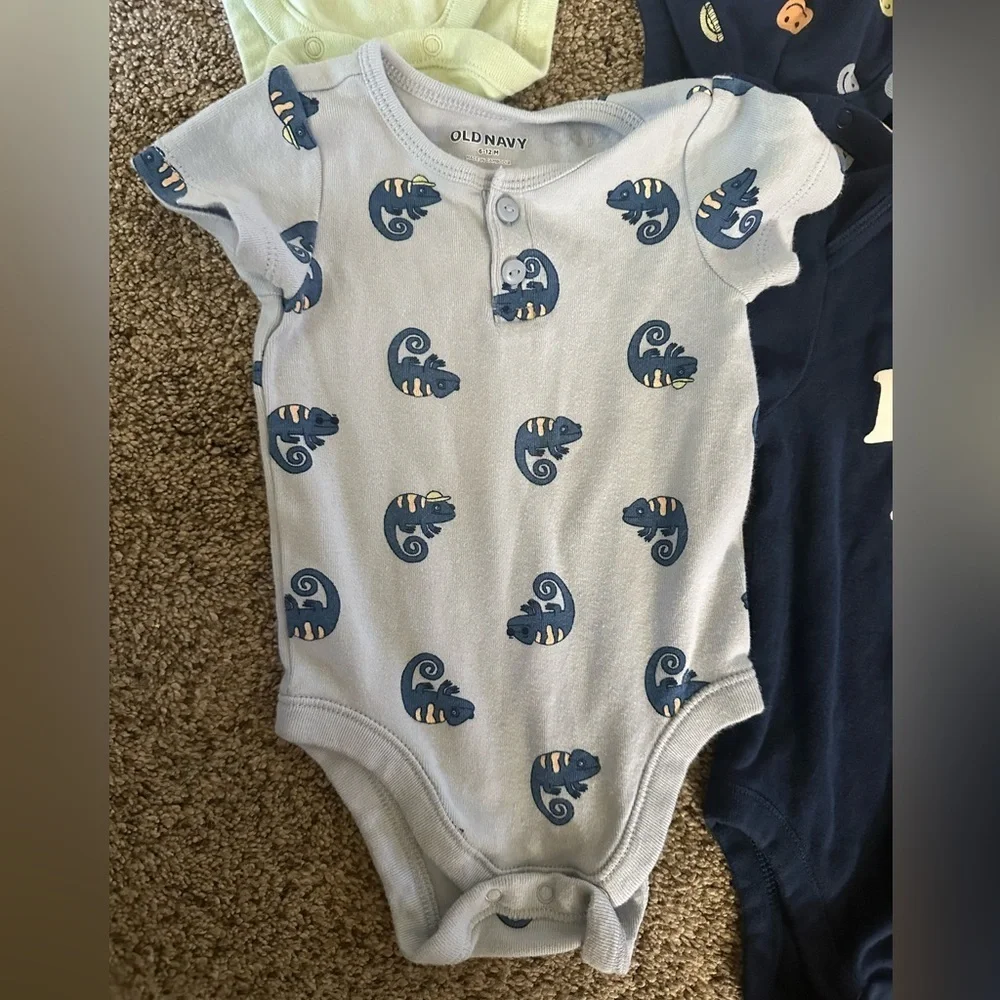 Assorted Baby One Piece Set - Blue, Orange, Green